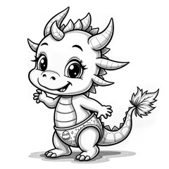 Obraz premium Cute Baby Dragon in Diaper with Halloween Design