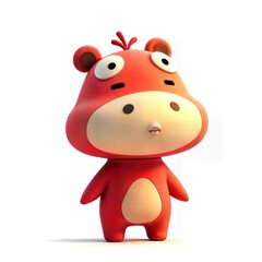 Naklejka premium Cute Red Character with Big Eyes Design