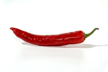 red hot chili peppers on white background. Chili spur pepper ( Cayenne pepper, long fed pepper,...