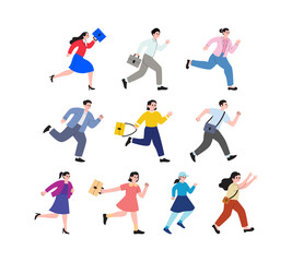 Busy People Worker Running Illustration