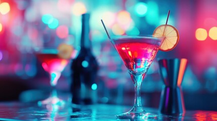 Martini Cocktail at a Bar