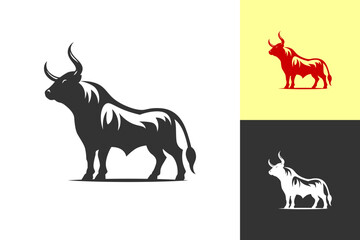 Bull silhouette symbol. Minimal design. Fit for logo, symbol, brand, mark, merch. Vector Eps 10.