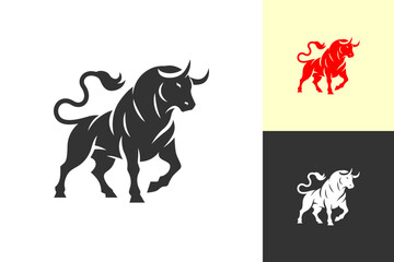 Bull silhouette symbol. Minimal design. Fit for logo, symbol, brand, mark, merch. Vector Eps 10.