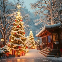 Christmas tree magical colorful 3d