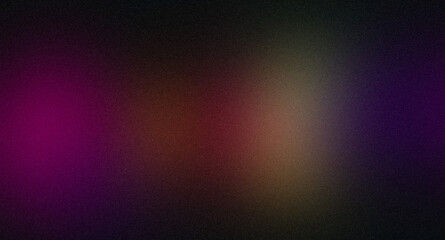 Dark color spots grainy backdrop design background. black pink purple red blue color noisy gradient with color spots, vibrant, shine, glowing, noise texture background