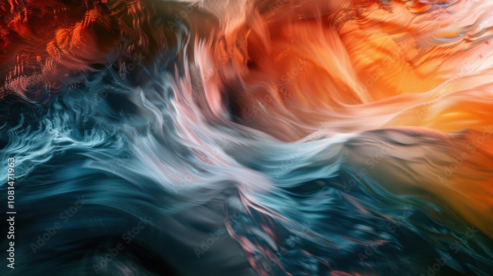 Poster A flowing river merging waters of varied colors into a single stream, Metaphorizing the convergence of diverse identities into a shared journey, photography style