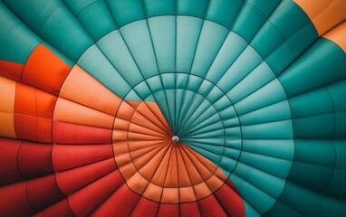 Fototapeta premium A vibrant view of a hot air balloon's colorful interior fabric.