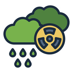 filled line icon showing acid rain and its damaging effects on the environment.