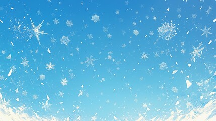 舞っている雪片と青空4