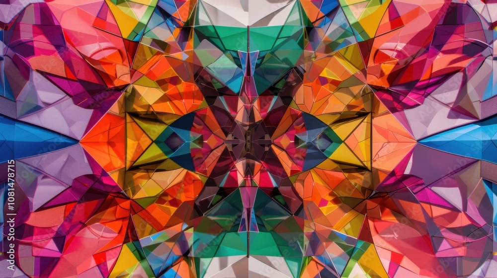 Aufkleber A kaleidoscope pattern of overlapping geometric shapes in various hues, Illustrating the intricate interplay and beauty of diversity in society, photography style