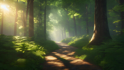 Obraz premium sun rays in the forest