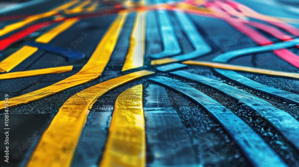 Poster A labyrinth of intersecting lines in contrasting colors, metaphorizing the complexity and connectivity within diverse communities, photography style