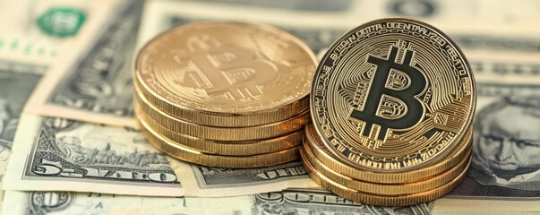 Cryptocurrency Inflation, A stack of physical currency fading into crypto coins, symbolizing the transition from fiat money to cryptocurrency as a response to inflation
