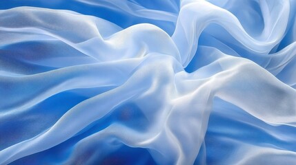 Obraz premium Soft, flowing fabric in shades of blue and white.