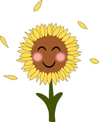 sunflower with a smile, happy flower, emoticon