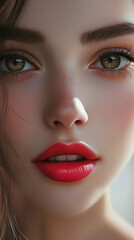 Beautiful young woman with long eyelashes extensions eyeshadow makeup red lips fashion closeup background. cosmetic beauty product spa salon banner poster wallpaper 