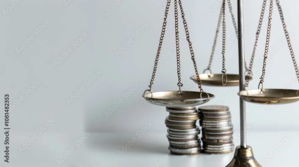 Poster a meaningful depiction of social equity, showing a set of balance scales with differently sized weig