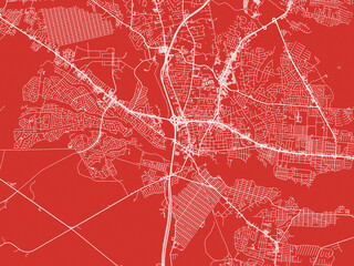 Christmas Map of Toms River  New jersey, USA in Snowy White on Festive Red Background.