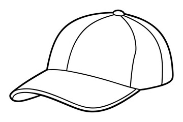 Trucker hat line art vector, Trucker cap outline illustration