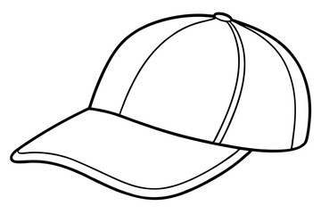 Trucker hat line art vector, Trucker cap outline illustration