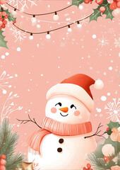 snowman with christmas tree and gifts