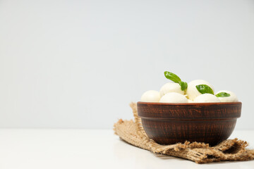 Mozzarella cheese, concept of tasty dairy products