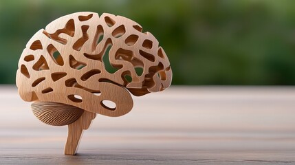 Wooden Brain Model Intelligence Cognition Neuroscience Anatomy Mind Thinking Ideas Creativity