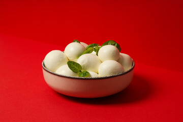 Mozzarella cheese, concept of tasty dairy products