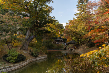 Fototapeta premium The beautiful scenery of Changdeokgung Palace in Seoul in autumn
