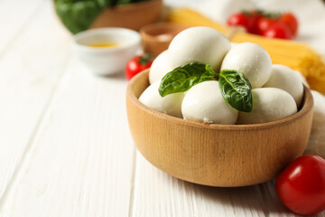 Mozzarella cheese, concept of tasty dairy products