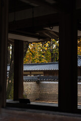 The beautiful scenery of Changdeokgung Palace in Seoul in autumn