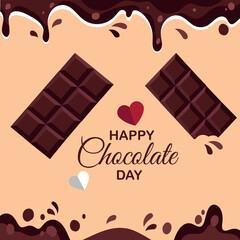 Delicious Chocolate Day Background with Melted Chocolate . Template for Chocolate Day, Valentine . Vector Illustration.
