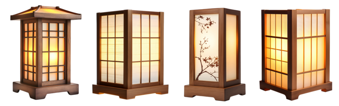 Japanese, Elegant Decorative Lanterns for Interior Design, transparent background