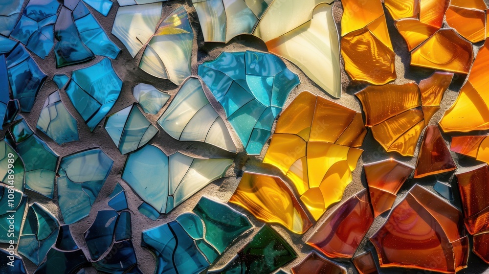 Poster A mosaic of abstract patterns in contrasting colors, metaphorizing the dynamic interplay and synergy of diverse talents and skills, photography style