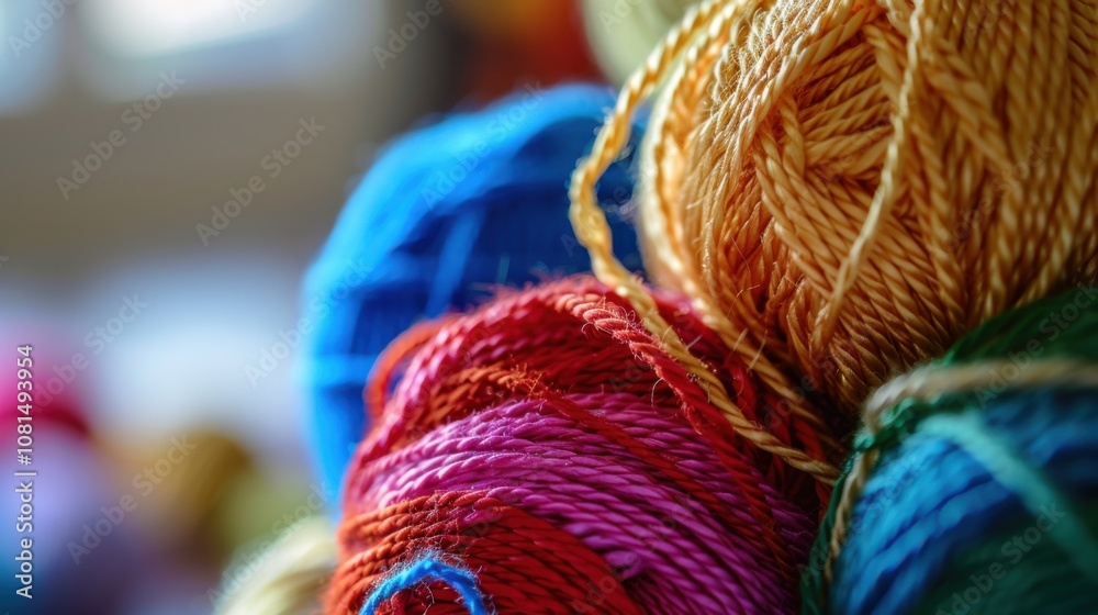 Leinwandbilder a network of interconnected threads in different colors forming a strong fabric, metaphorizing the i
