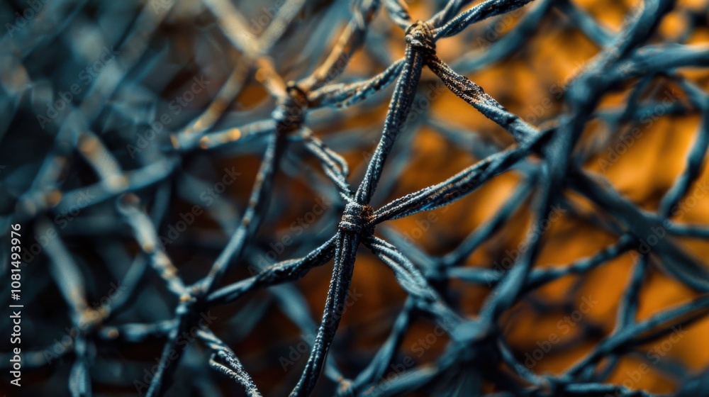 Aufkleber A network of interconnected threads in different shades forming a resilient fabric, Metaphorizing the interconnectedness and strength of diverse viewpoints, photography style
