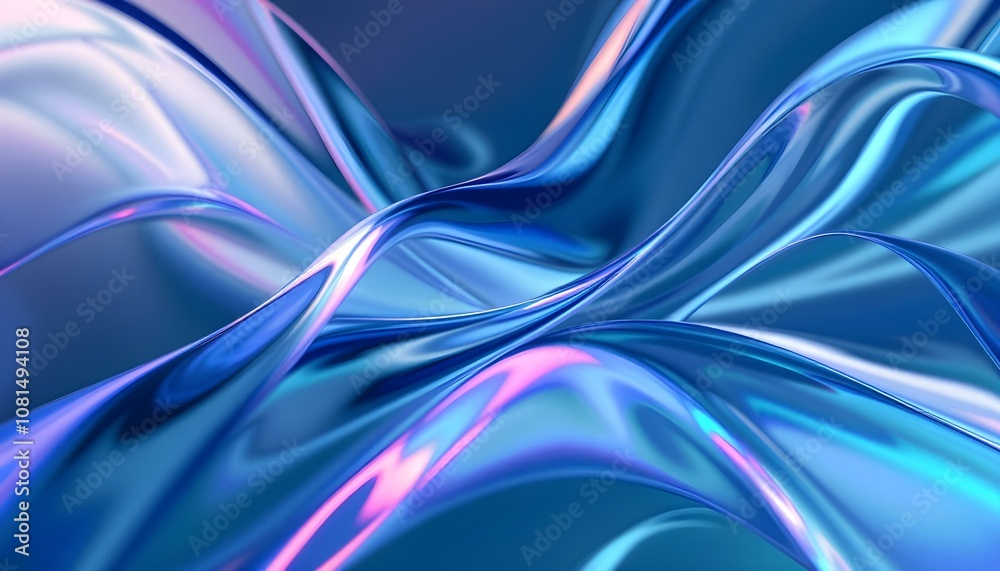 Poster 3d illustration of a classic blue abstract gradient background with lines printed from the wave's modern graphic texture geometric pattern. Abstract background with blue wave