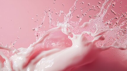 Obraz premium Pink liquid splash isolated on pastel pink background