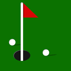 golf ball and flag