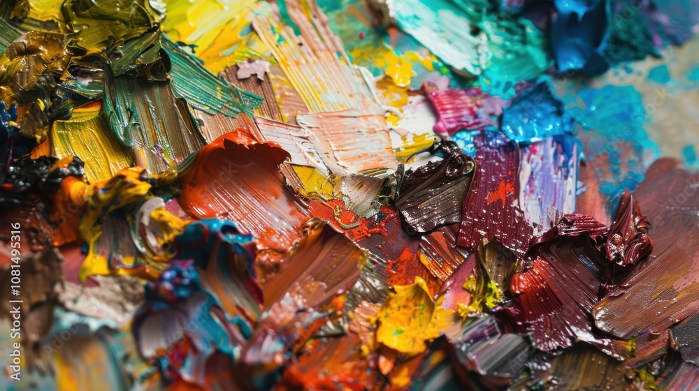 Poster a palette of paint strokes in different shades blending harmoniously, representing the richness and 