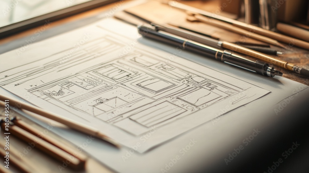 Poster website designer creative planning application development draft sketch drawing template layout fram