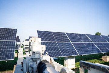 Solar plant(solar cell) with the cloud on sky, hot climate causes increased power production, Alternative energy to conserve the world's energy, Photovoltaic module idea for clean energy production