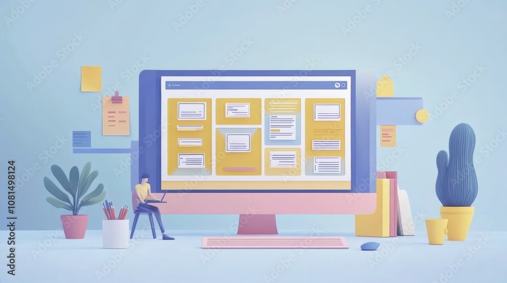 Poster website designer creative planning application development draft sketch drawing template layout fram