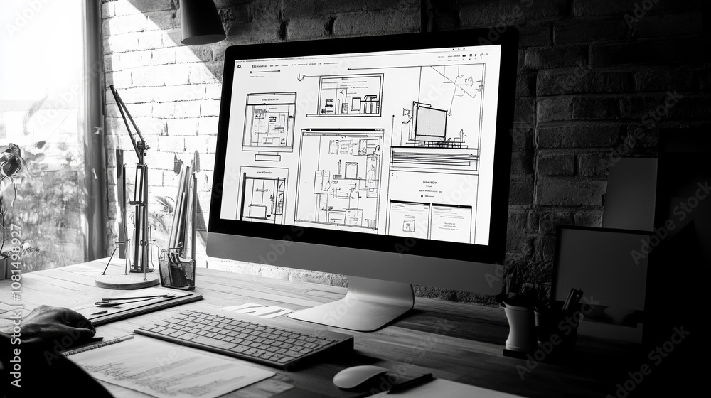 Poster website designer creative planning application development draft sketch drawing template layout fram