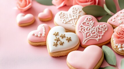 Baking romantic heart-shaped cookies for valentine's day kitchen food photography cozy environment sweet treats concept