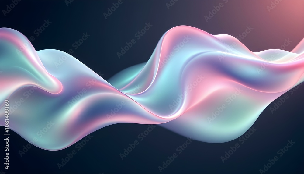 Poster abstract 3d background bright glass colorful gradient fluid wave render texture. liquid blue-orange 