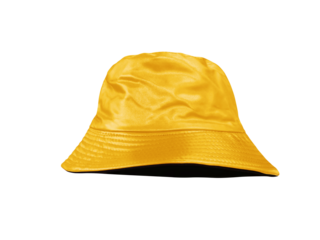 Yellow bucket hat PNG transparent.