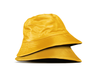 Yellow bucket hat PNG transparent.