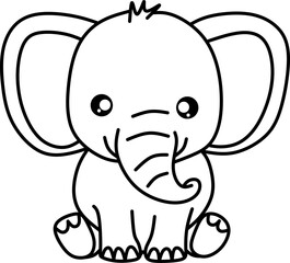 Elephant cartoon line art for children coloring book
