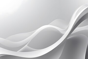Obraz premium Abstract Digital Artwork with Flowing Curves and Waves in Gray and White, Minimalist and Modern Design